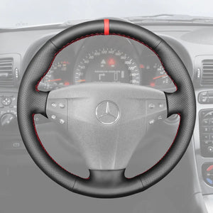Griffowl Steering Wheel Cover for Customized Sedan Mercedes Benz C Class W203 Kompressor 2002-2004. Hand-sewn DIY kit blends grip, function, and style inside.