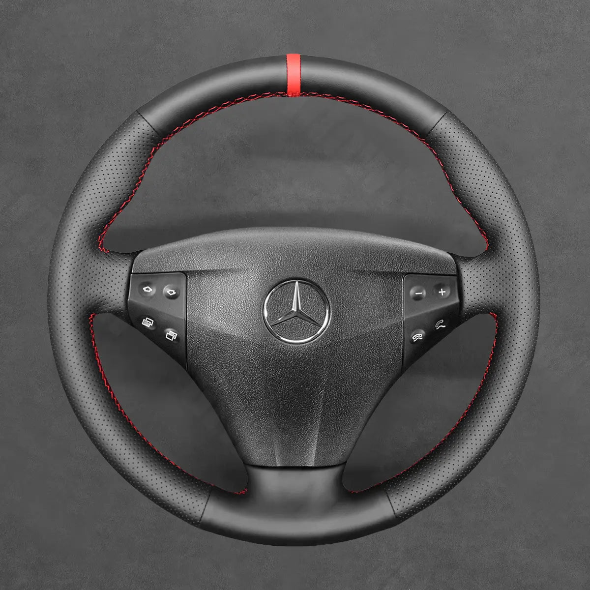 Griffowl Steering Wheel Cover for Customized Sedan Mercedes Benz C Class W203 Kompressor 2002-2004. Hand-sewn DIY kit blends grip, function, and style inside.