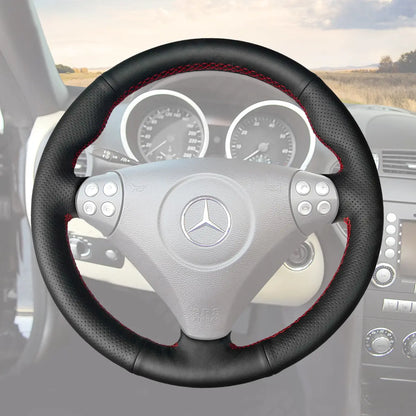 Griffowl Steering Wheel Cover for Customized Sedan Mercedes Benz C-Class W203 SLK-Class R171 2005-2008. Perfect for enthusiasts seeking refined interior mods.