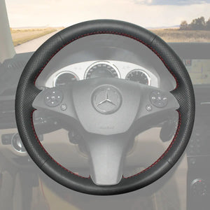 Griffowl Steering Wheel Cover for Customized Sedan Mercedes Benz C-Class W204 2008-2011. Elevate your interior with Griffowl's wrap and stitch kit.