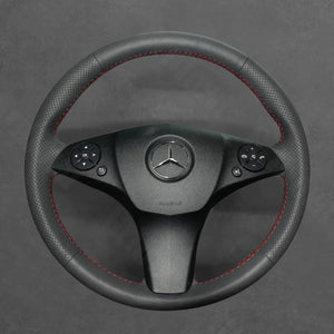 Griffowl Steering Wheel Cover for Customized Sedan Mercedes Benz C-Class W204 2008-2011. Elevate your interior with Griffowl's wrap and stitch kit.