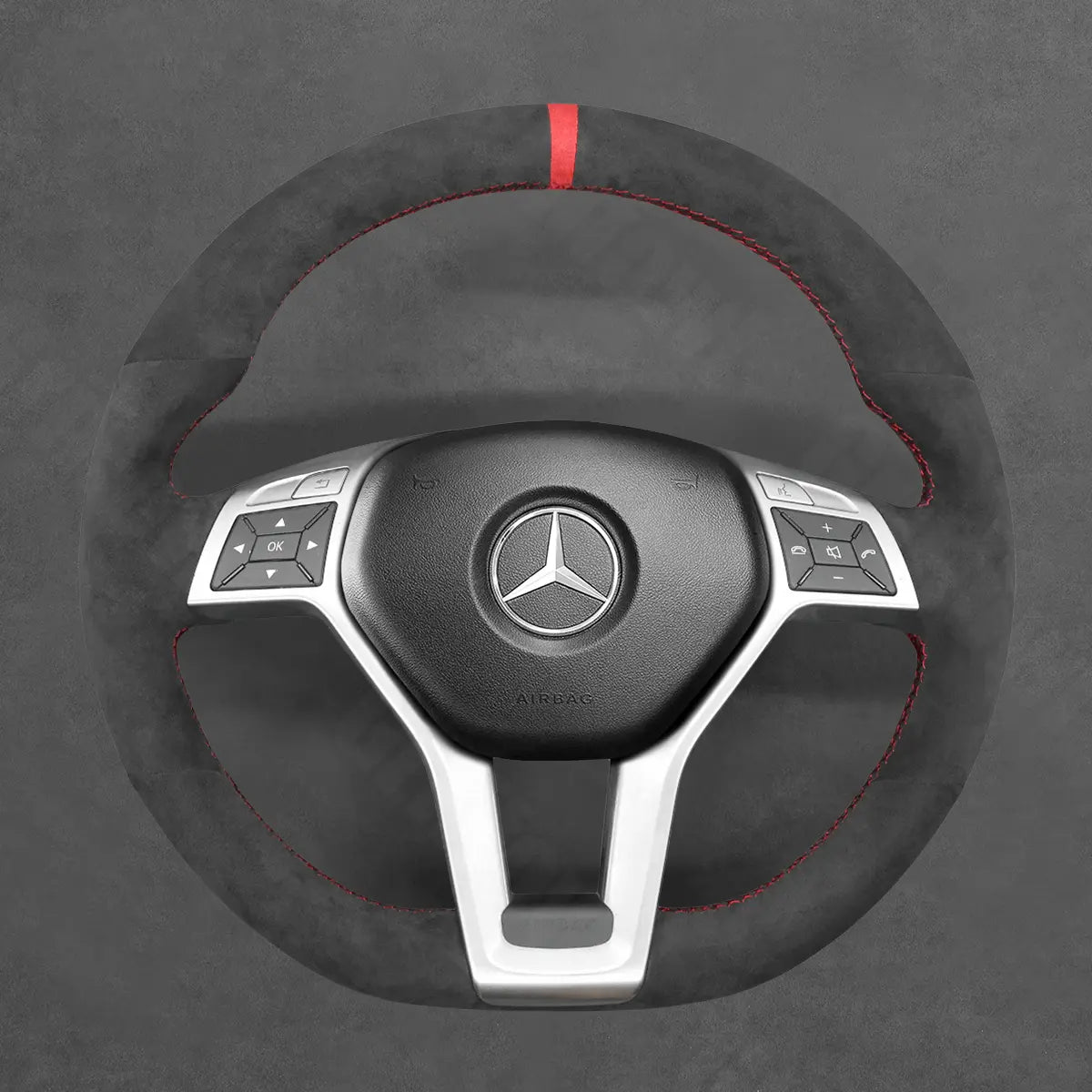 Griffowl Steering Wheel Cover for Customized Sedan Mercedes Benz C E GLS W204 W212 C218 2012-2015. Hand-sewn DIY kit blends grip, function, and style inside.