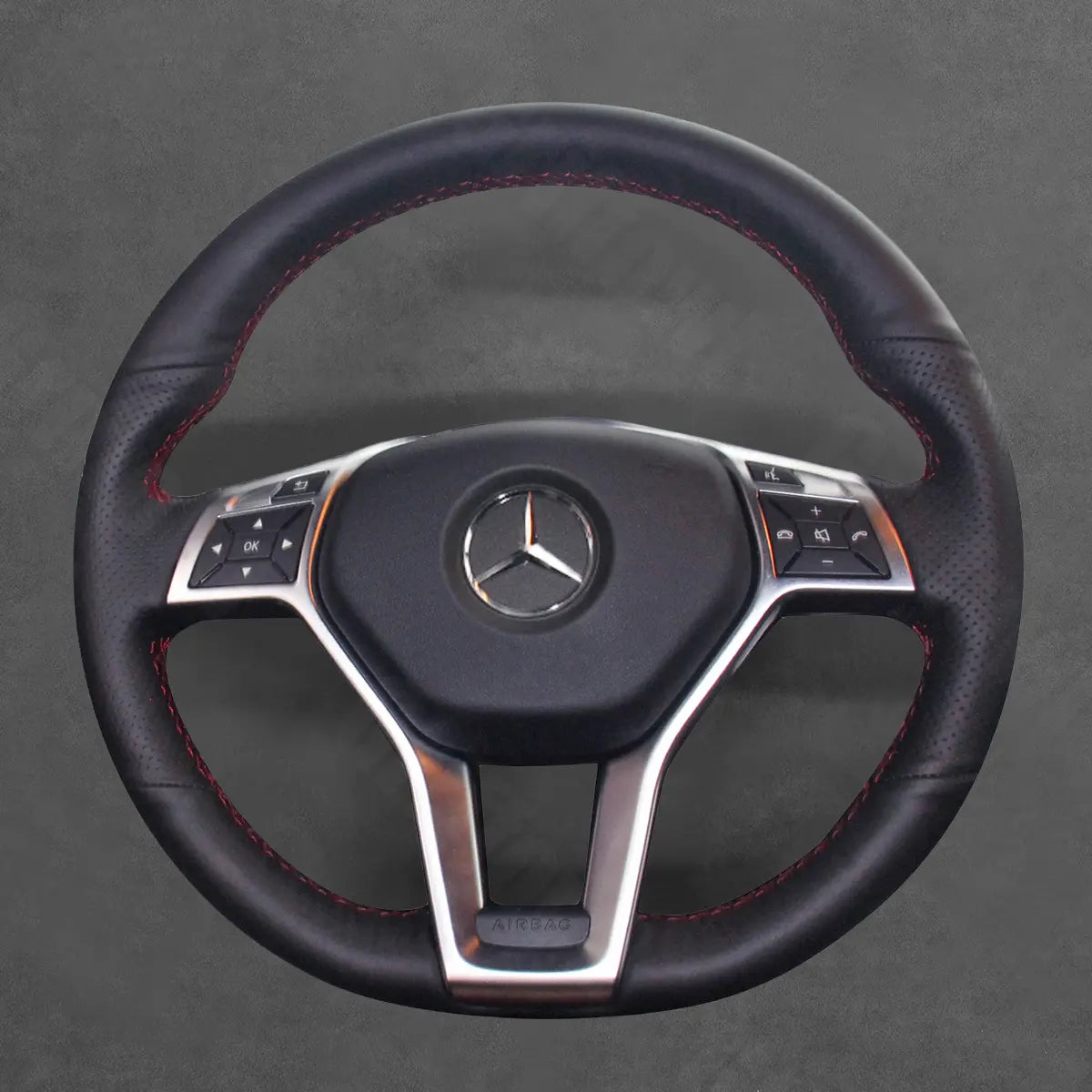 Griffowl Steering Wheel Cover for Customized Sedan Mercedes Benz C E GLS W204 W212 C218 2012-2015. Hand-sewn DIY kit blends grip, function, and style inside.