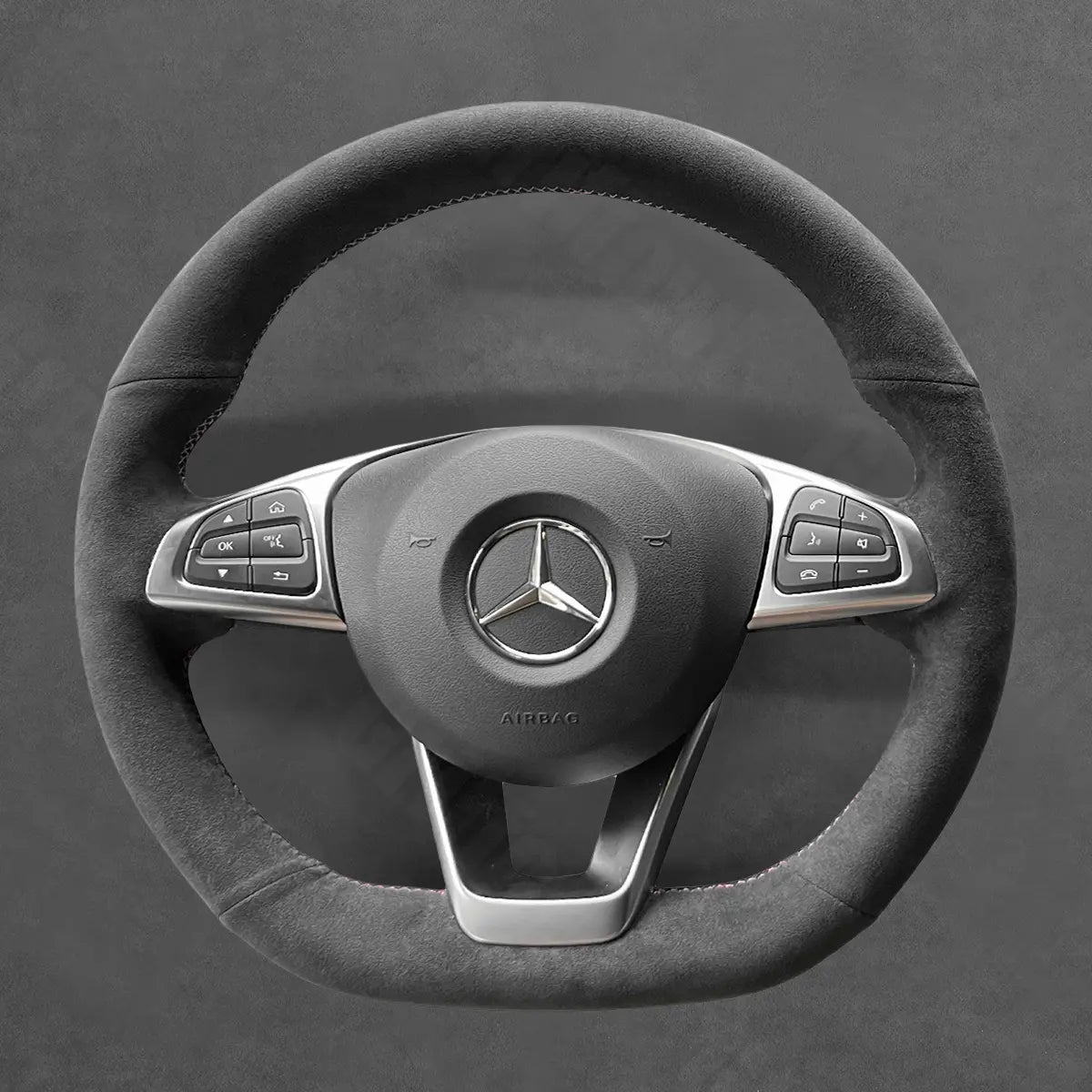 Griffowl Steering Wheel Cover for Customized Sedan Mercedes Benz C GLS E S SL Class R231 2015-2018. Hand-sewn DIY kit blends grip, function, and style inside.