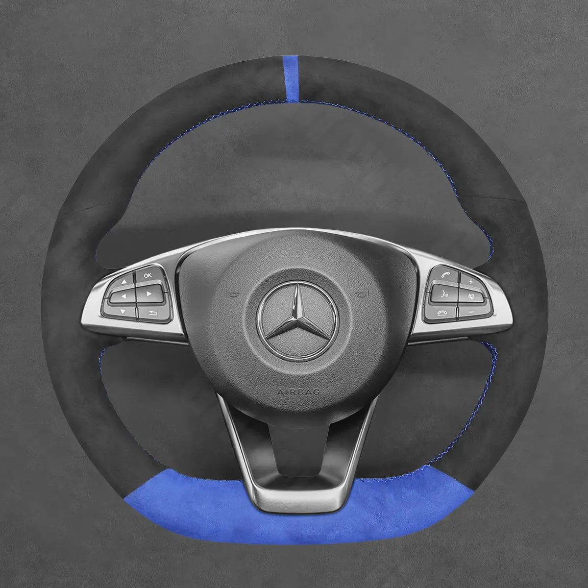 Griffowl Steering Wheel Cover for Customized Sedan Mercedes Benz C GLS E S SL Class R231 2015-2018. Hand-sewn DIY kit blends grip, function, and style inside.