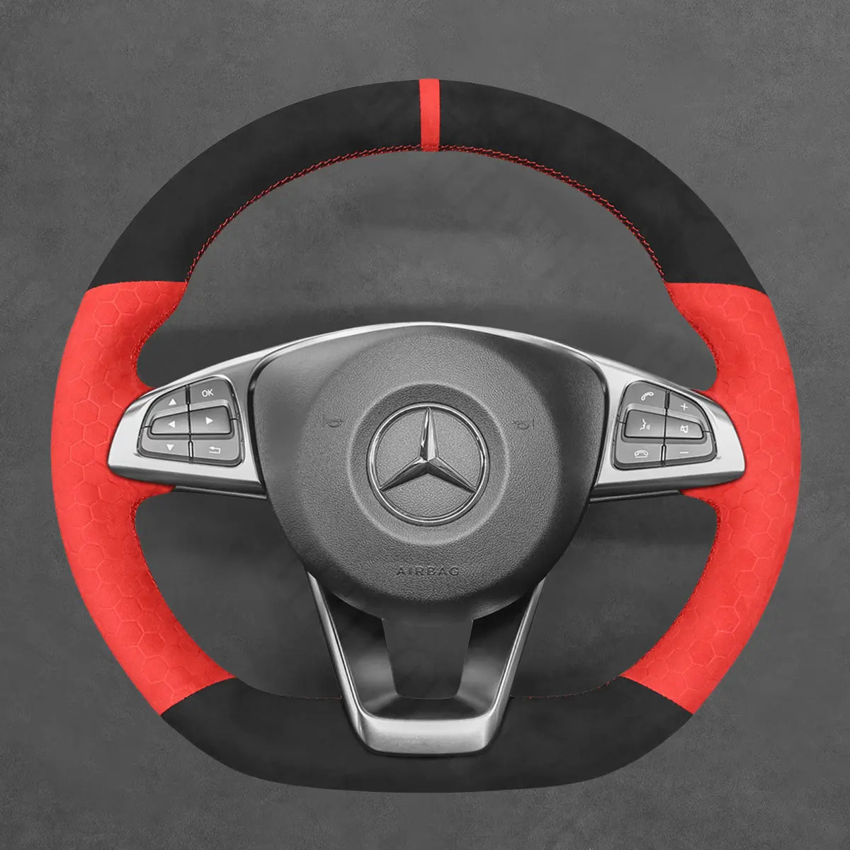 Griffowl Steering Wheel Cover for Customized Sedan Mercedes Benz C GLS E S SL Class R231 2015-2018. Hand-sewn DIY kit blends grip, function, and style inside.