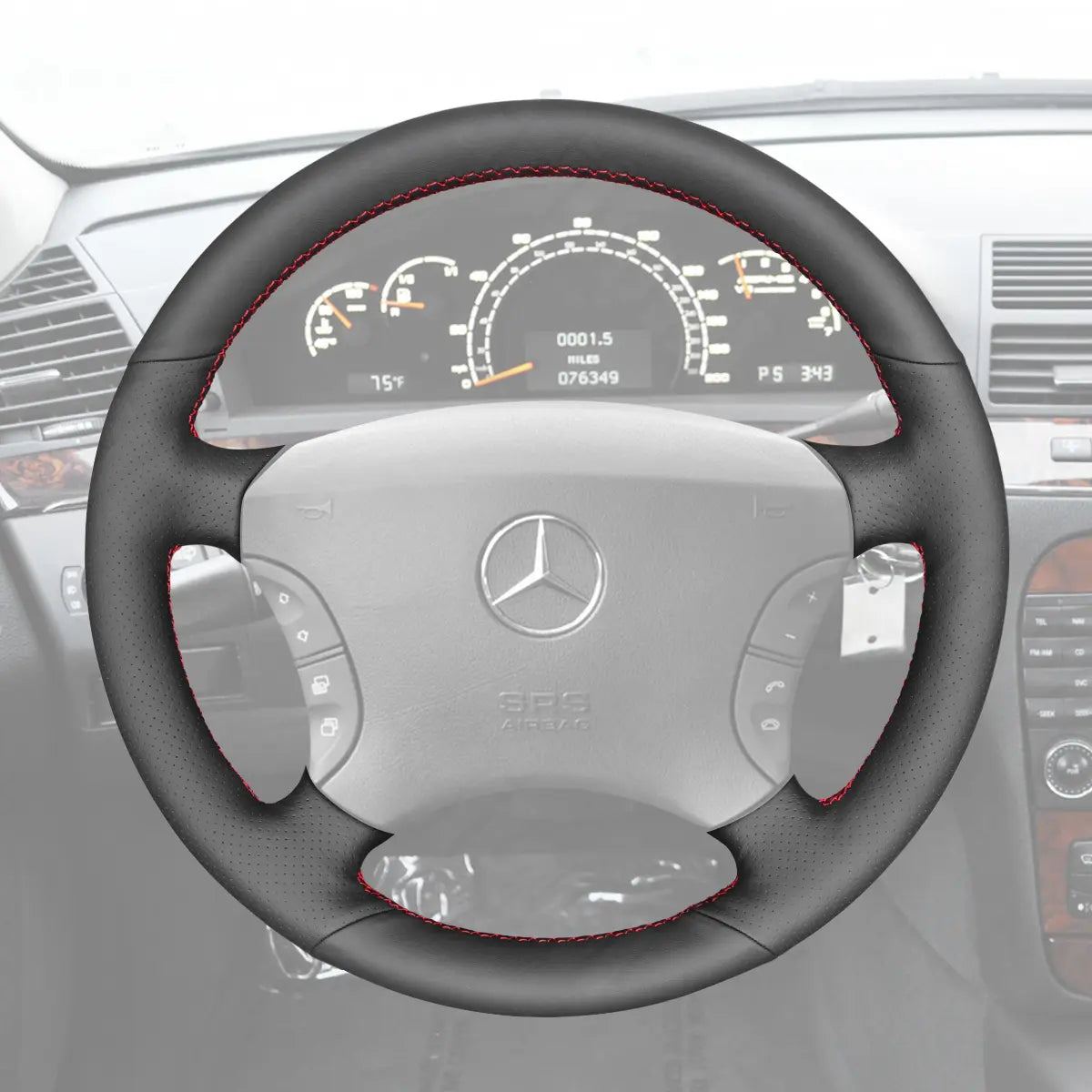 Griffowl Steering Wheel Cover for Customized Sedan Mercedes Benz CL S Class C215 W220 2000-2006. Hand-sewn DIY kit blends grip, function, and style inside.