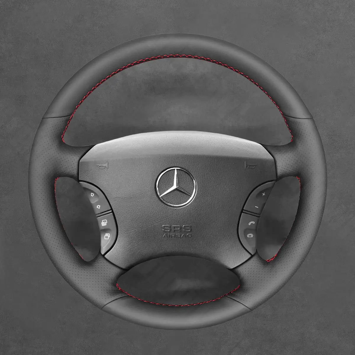 Griffowl Steering Wheel Cover for Customized Sedan Mercedes Benz CL S Class C215 W220 2000-2006. Hand-sewn DIY kit blends grip, function, and style inside.