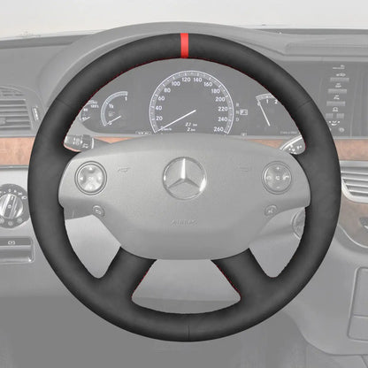 Griffowl Steering Wheel Cover for Customized Sedan Mercedes Benz CL S Class C216 W221 2007-2010. Hand-sewn DIY kit blends grip, function, and style inside.