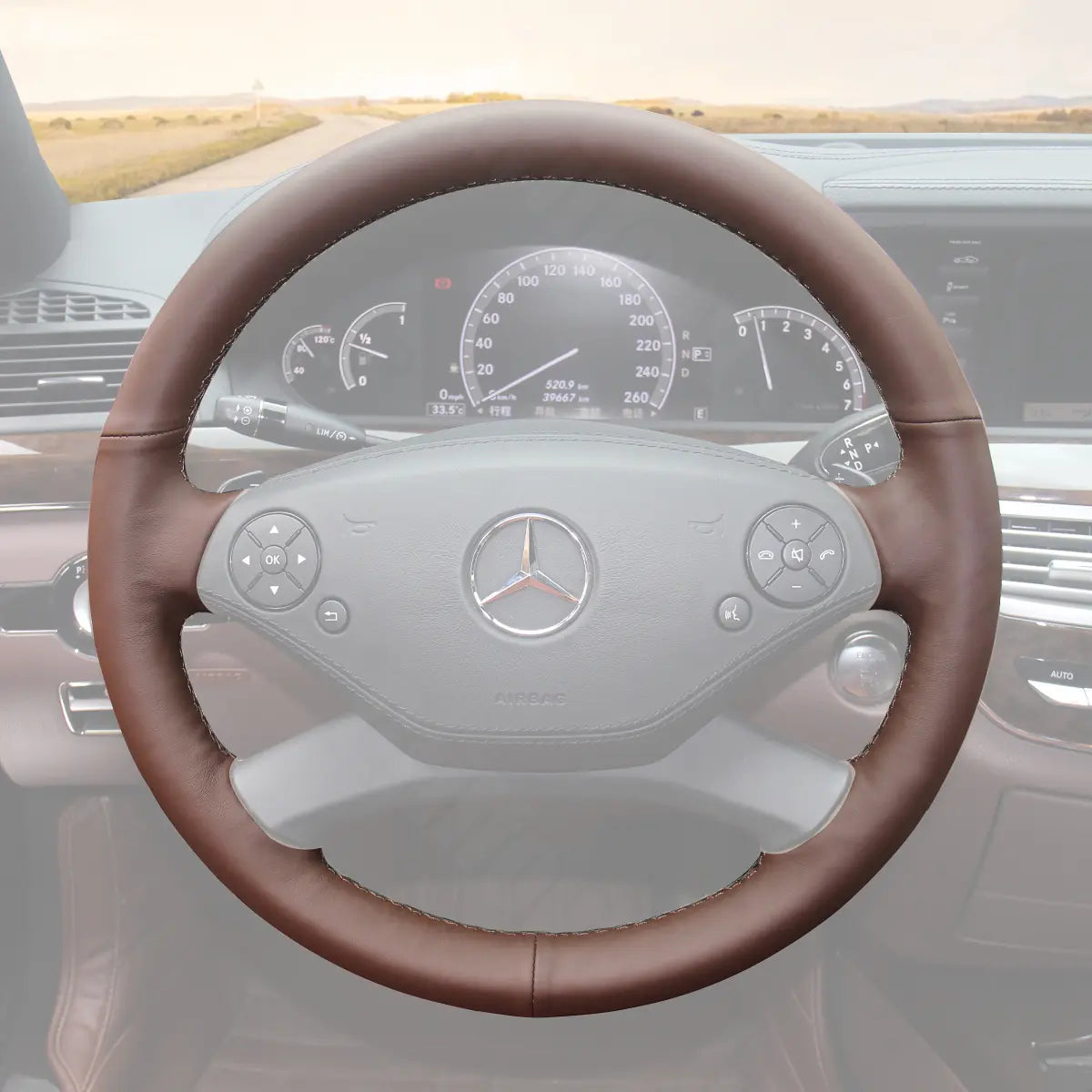 Griffowl Steering Wheel Cover for Customized Sedan Mercedes Benz CL S Class C216 W221 2010-2014. Hand-sewn DIY kit blends grip, function, and style inside.