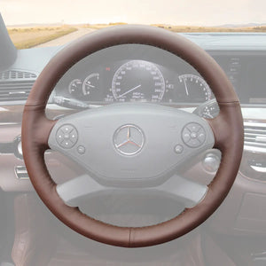Griffowl Steering Wheel Cover for Customized Sedan Mercedes Benz CL S Class C216 W221 2010-2014. Hand-sewn DIY kit blends grip, function, and style inside.