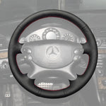 Griffowl Steering Wheel Cover for Customized Sedan Mercedes Benz E CLK CLS Class W211 C209 C219 2003-2009. Premium kit for drivers who love to hand sew and DIY.