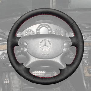 Griffowl Steering Wheel Cover for Customized Sedan Mercedes Benz E CLK CLS Class W211 C209 C219 2003-2009. Premium kit for drivers who love to hand sew and DIY.