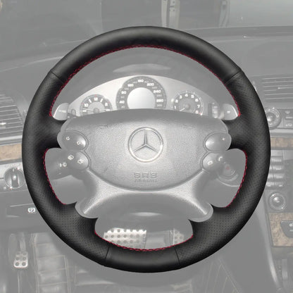 Griffowl Steering Wheel Cover for Customized Sedan Mercedes Benz E CLK CLS Class W211 C209 C219 2003-2009. Premium kit for drivers who love to hand sew and DIY.