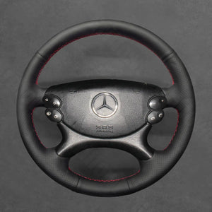 Griffowl Steering Wheel Cover for Customized Sedan Mercedes Benz E CLK CLS Class W211 C209 C219 2003-2009. Premium kit for drivers who love to hand sew and DIY.
