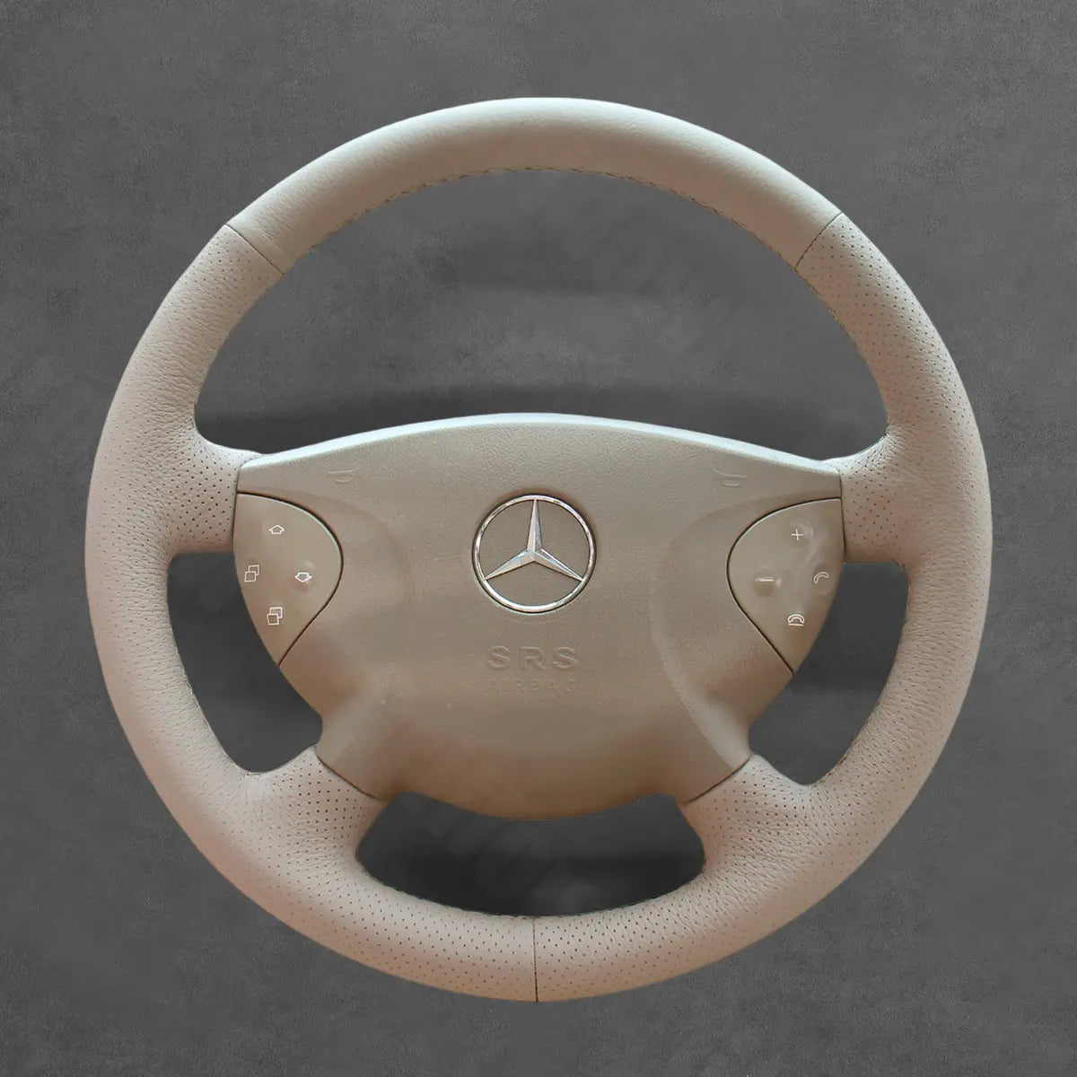 Griffowl Steering Wheel Cover for Customized Sedan Mercedes Benz E-Class W211 2003-2006. Elevate your interior with Griffowl's wrap and stitch kit.