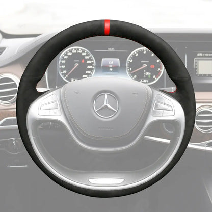 Griffowl Steering Wheel Cover for Customized Sedan Mercedes Benz S Class W222 2014-2017. Elevate your interior with Griffowl's wrap and stitch kit.