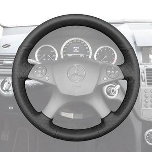 Griffowl Steering Wheel Cover for Customized Sedan Mercedes Benz W204 C-Class C280 C230 C180 C260 C200 C300 2007-2010. Compact, hand-sewn DIY wrap for quick interior mods and grip upgrade.