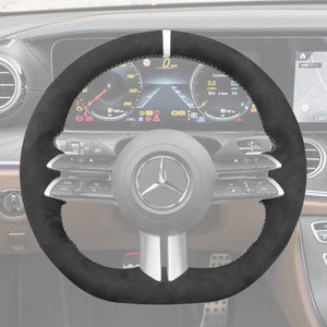 Griffowl Steering Wheel Cover for Customized Sedan Mercedes Benz W206 C257 W213 W223 EQS EQE 2021-2024. Perfect for enthusiasts seeking refined interior mods.