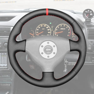 Griffowl Steering Wheel Cover for Customized Sedan Mitsubishi Lancer Evolution EVO 5 V6 VI 1998-2000. Hand-sewn DIY kit blends grip, function, and style inside.
