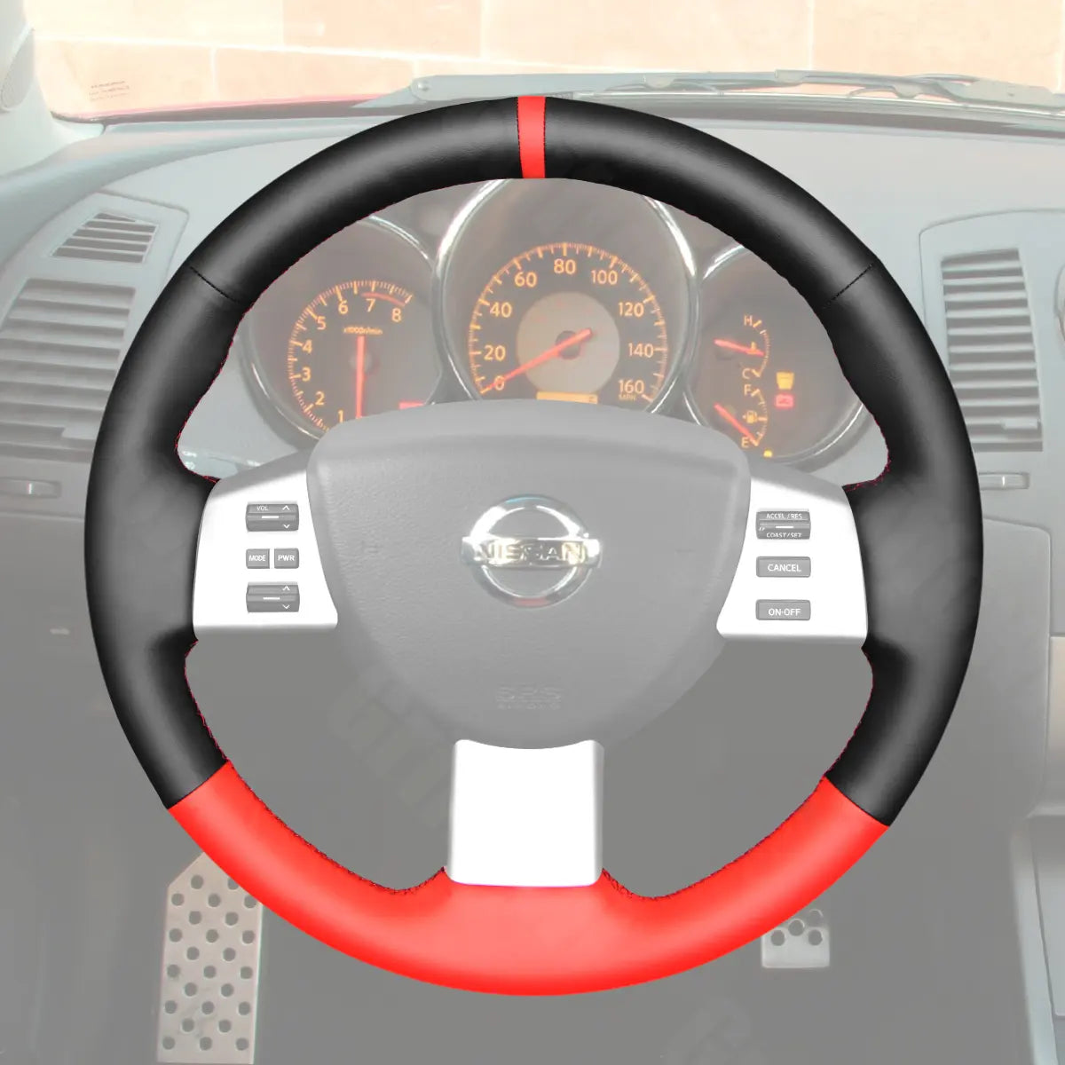 Griffowl Steering Wheel Cover for Customized Sedan Nissan Altima Maxima 2004-2008. For refined interior upgrades using our wrap and stitch kit.
