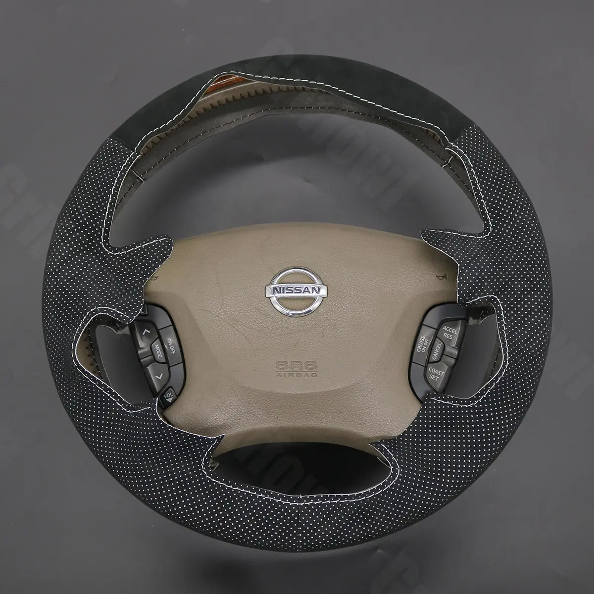 Griffowl Steering Wheel Cover for Customized Sedan Nissan Maxima 2000-2003. Perfect grip with our steering wheel wrap and custom interior touch.
