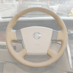 Griffowl Steering Wheel Cover for Customized Sedan Nissan Maxima A34 Teana 2003-2007. Hand-sewn kit for drivers seeking precision and comfort.
