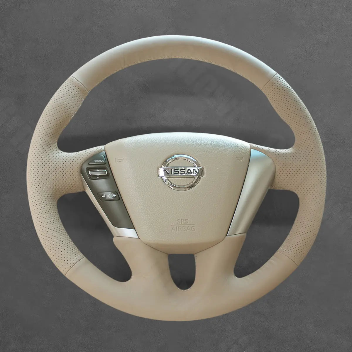Griffowl Steering Wheel Cover for Customized Sedan Nissan Maxima A35 Teana 2008-2013. Hand-sewn kit for drivers seeking precision and comfort.
