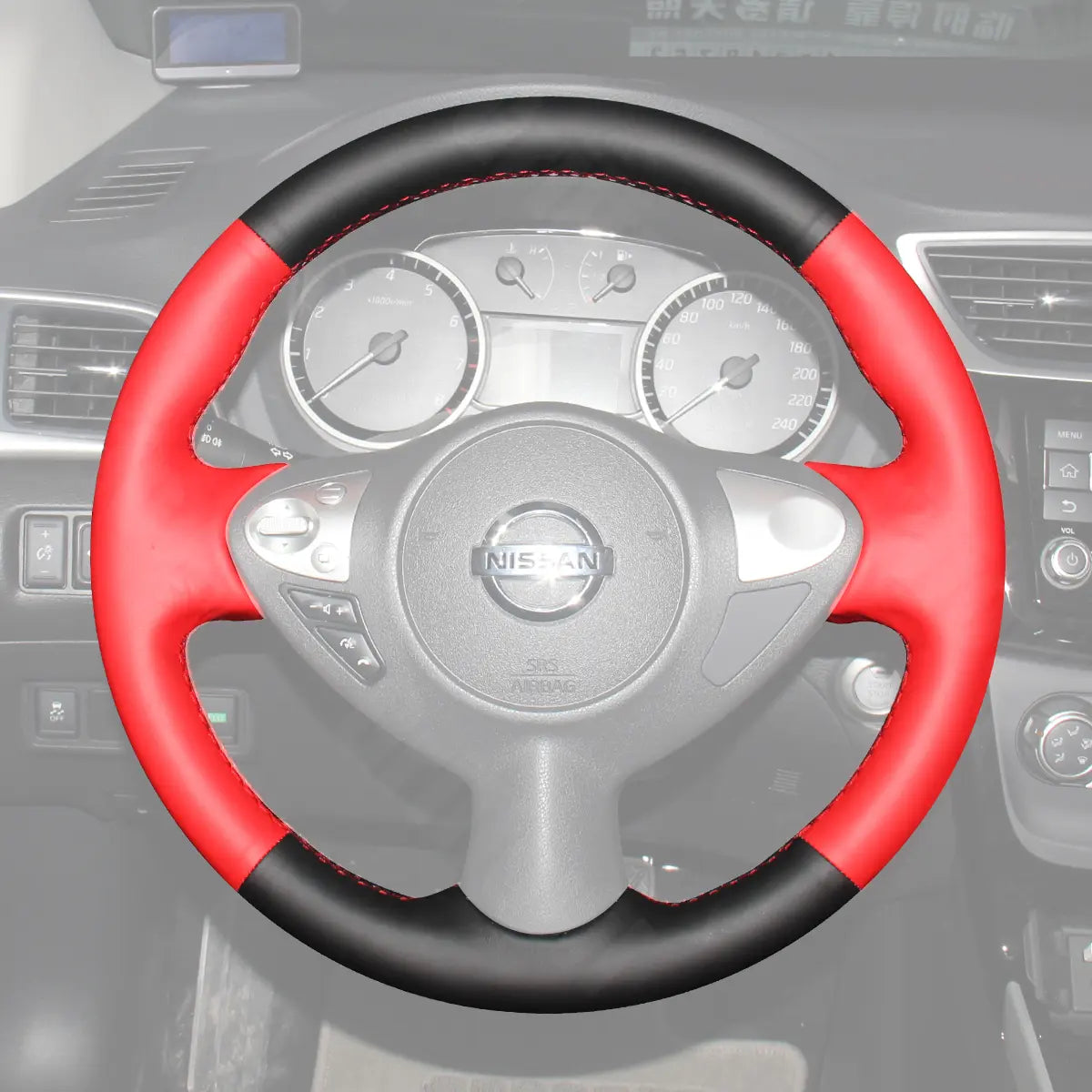 Griffowl Steering Wheel Cover for Customized Sedan Nissan Sentra Maxima 2009-2019. For refined interior upgrades using our wrap and stitch kit.

