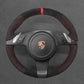Griffowl Steering Wheel Cover for Customized Sedan Porsche Panamera 2010-2016. Griffowl's interior mod with hand-sewn DIY steering wheel kit.