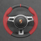 Griffowl Steering Wheel Cover for Customized Sedan Porsche Panamera 2013-2016. Griffowl's interior mod with hand-sewn DIY steering wheel kit.