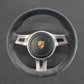 Griffowl Steering Wheel Cover for Customized Sedan Porsche Panamera 2013-2016. Griffowl's interior mod with hand-sewn DIY steering wheel kit.