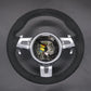 Griffowl Steering Wheel Cover for Customized Sedan Porsche Panamera 2013-2016. Griffowl's interior mod with hand-sewn DIY steering wheel kit.