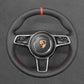 Griffowl Steering Wheel Cover for Customized Sedan Porsche Panamera 2016-2020. Griffowl's interior mod with hand-sewn DIY steering wheel kit.