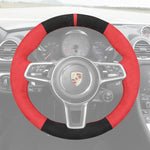 Griffowl Steering Wheel Cover for Customized Sedan Porsche Panamera 2016-2020. Griffowl's interior mod with hand-sewn DIY steering wheel kit.