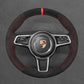 Griffowl Steering Wheel Cover for Customized Sedan Porsche Panamera 2016-2020. Griffowl's interior mod with hand-sewn DIY steering wheel kit.