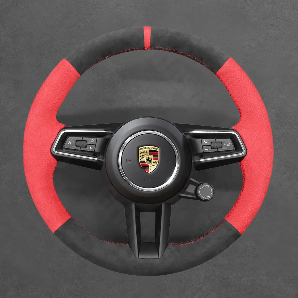 Griffowl Steering Wheel Cover for Customized Sedan Porsche Panamera Taycan 2020-2022. Hand-sewn kit for drivers seeking precision and comfort.