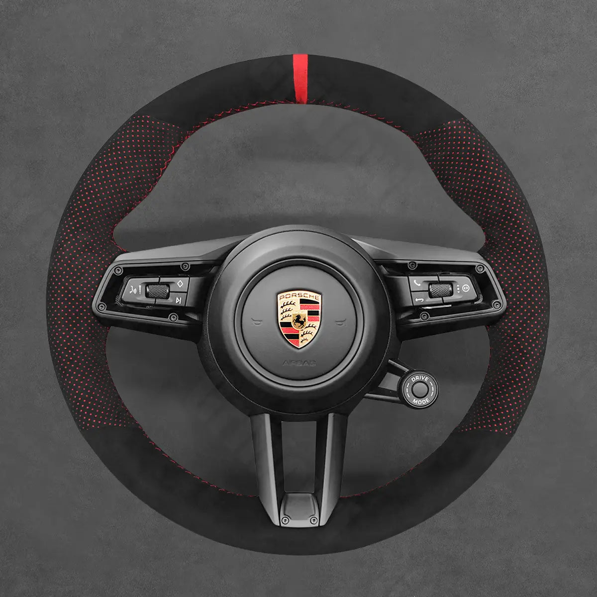 Griffowl Steering Wheel Cover for Customized Sedan Porsche Panamera Taycan 2021-2025. Hand-sewn kit for drivers seeking precision and comfort.