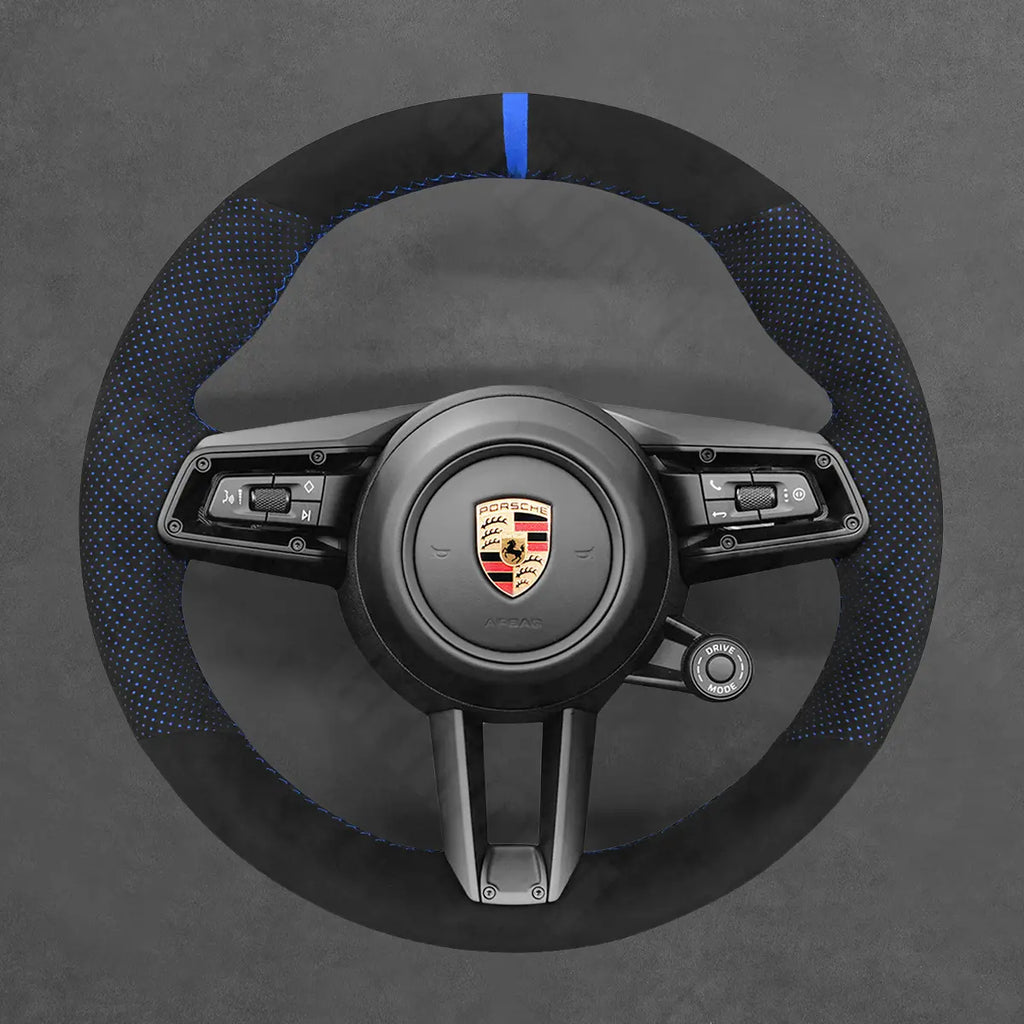 Griffowl Steering Wheel Cover for Customized Sedan Porsche Panamera Taycan 2021-2025. Hand-sewn kit for drivers seeking precision and comfort.