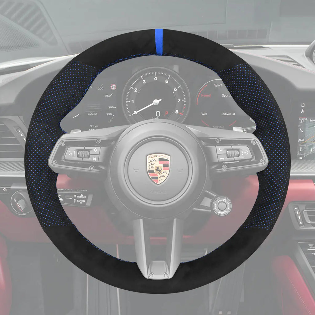 Griffowl Steering Wheel Cover for Customized Sedan Porsche Panamera Taycan 2021-2025. Hand-sewn kit for drivers seeking precision and comfort.