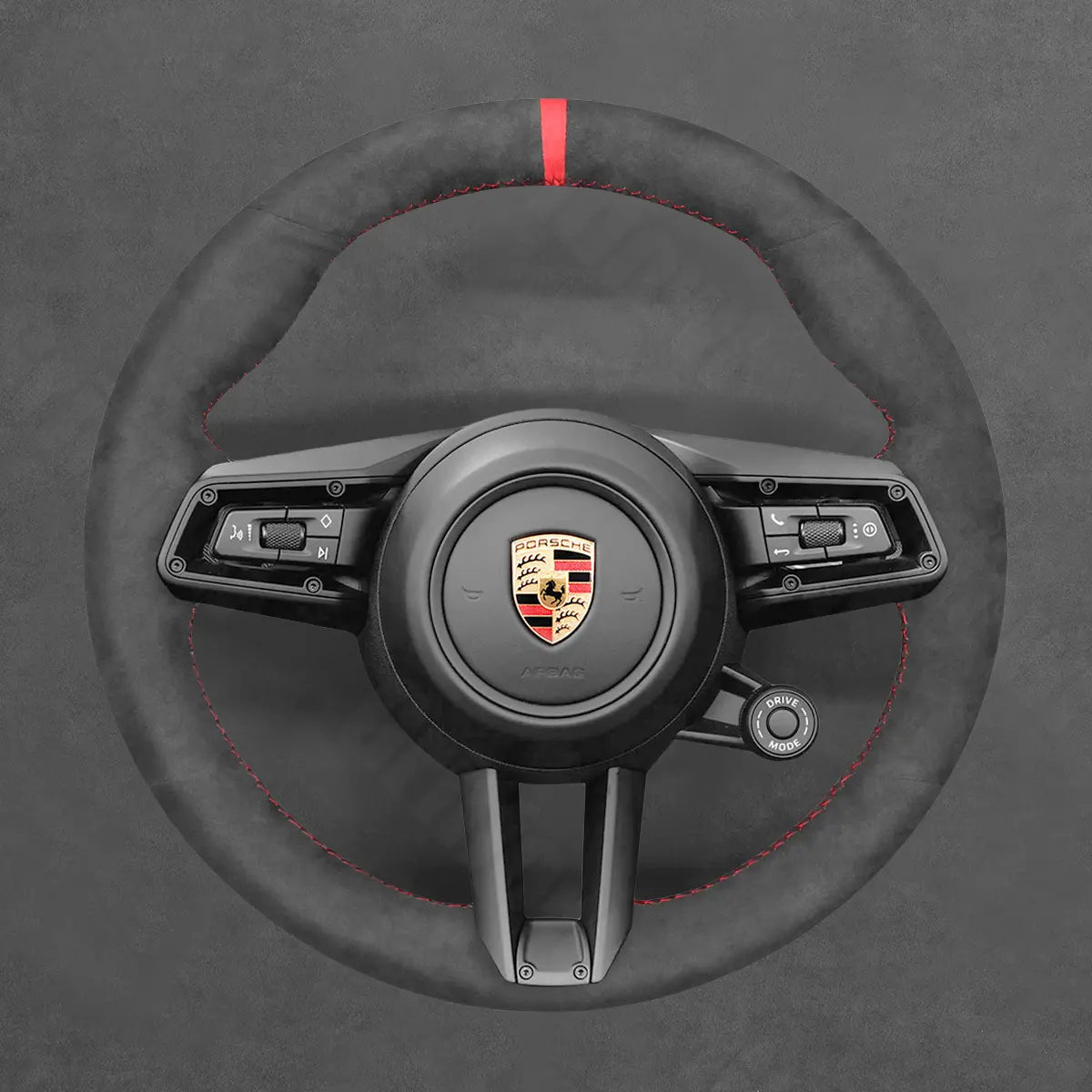 Griffowl Steering Wheel Cover for Customized Sedan Porsche Panamera Taycan 2021-2025. Hand-sewn kit for drivers seeking precision and comfort.
