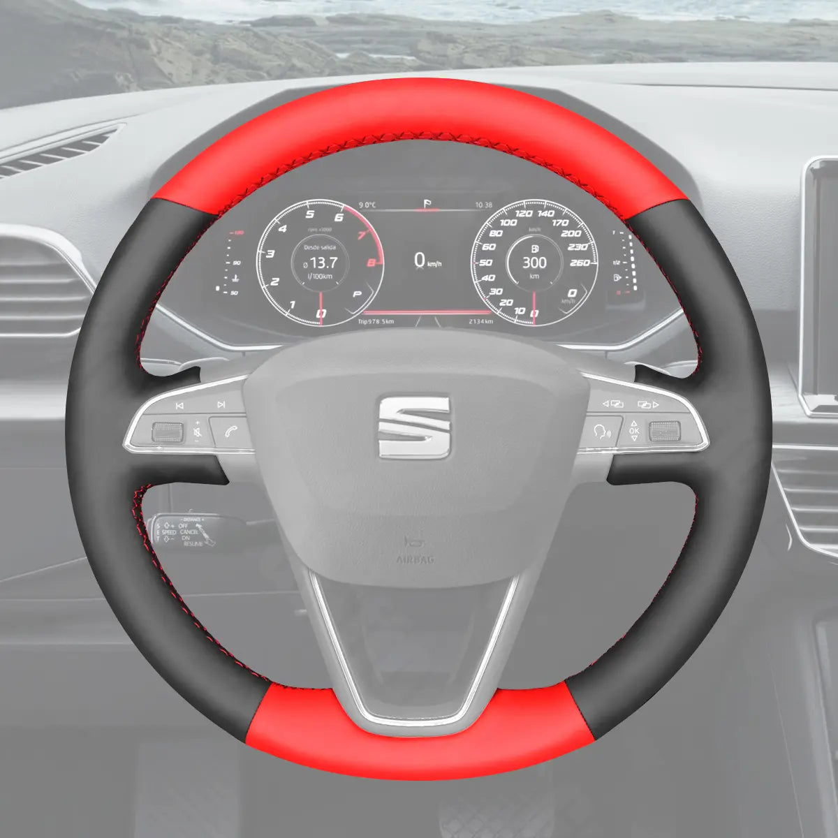 Griffowl Steering Wheel Cover for Customized Sedan Seat Toledo 2014-2015. Perfect grip with our steering wheel wrap and custom interior touch.
