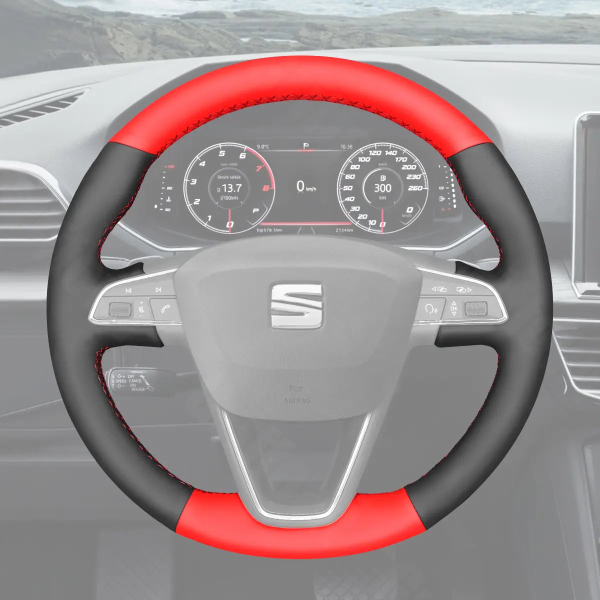 Griffowl Steering Wheel Cover for Customized Sedan Seat Toledo 2014-2019. Perfect grip with our steering wheel wrap and custom interior touch.
