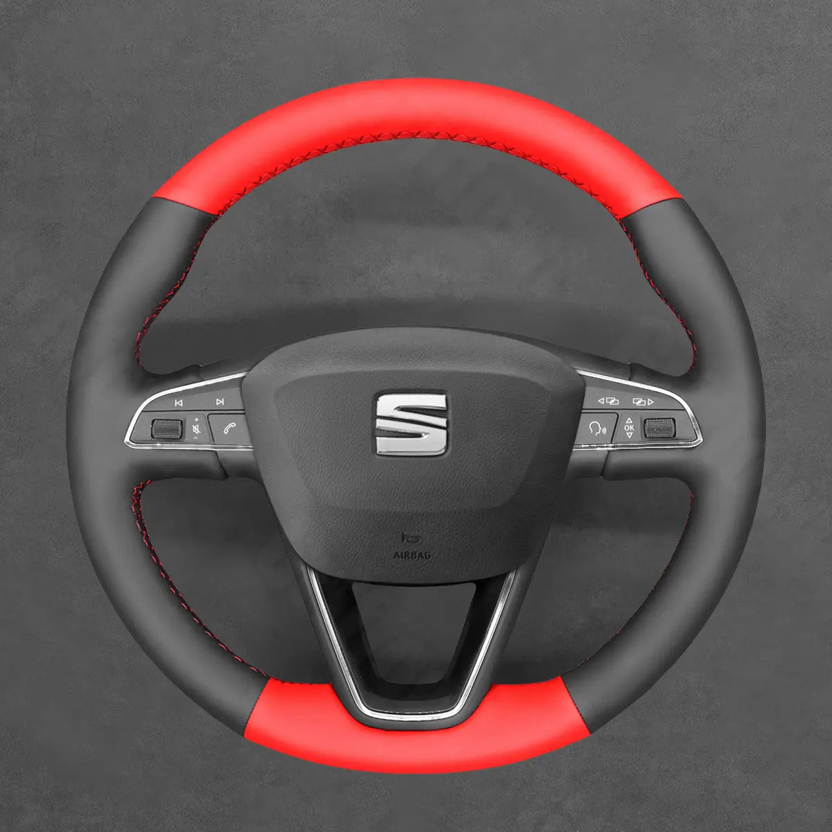 Griffowl Steering Wheel Cover for Customized Sedan Seat Toledo 2014-2019. Perfect grip with our steering wheel wrap and custom interior touch.
