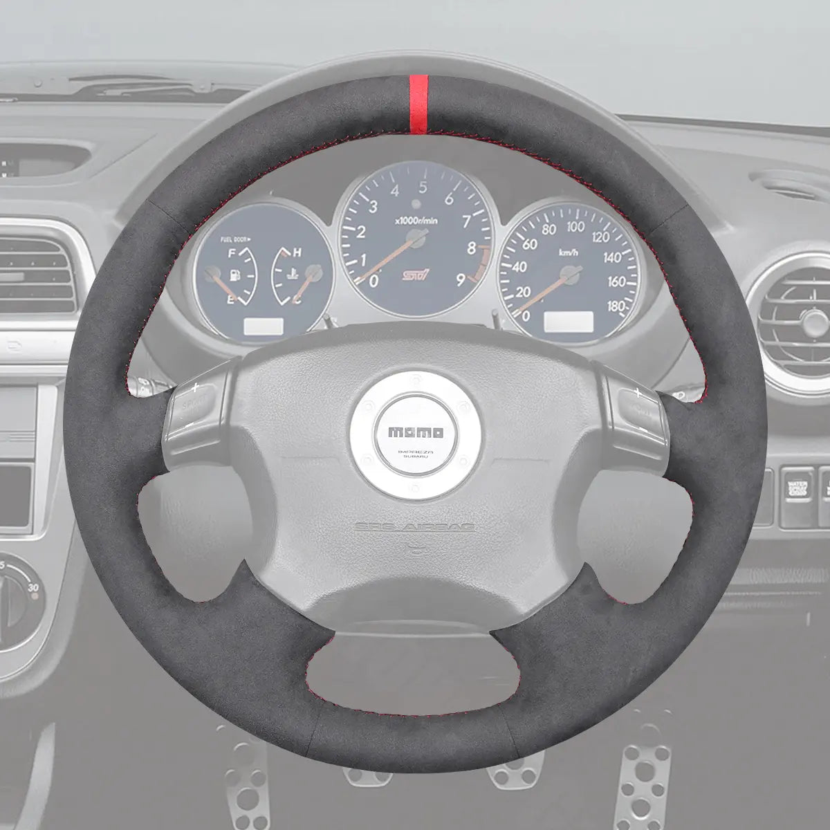 Griffowl Steering Wheel Cover for Customized Sedan Subaru Impreza WRX 1999-2004 with mutifunction buttons. Premium kit for drivers who love to hand sew and DIY.
