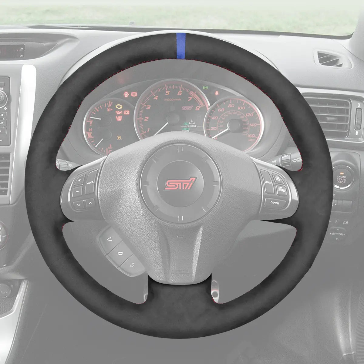 Griffowl Steering Wheel Cover for Customized Sedan Subaru Impreza WRX 2007-2010. For refined interior upgrades using our wrap and stitch kit.
