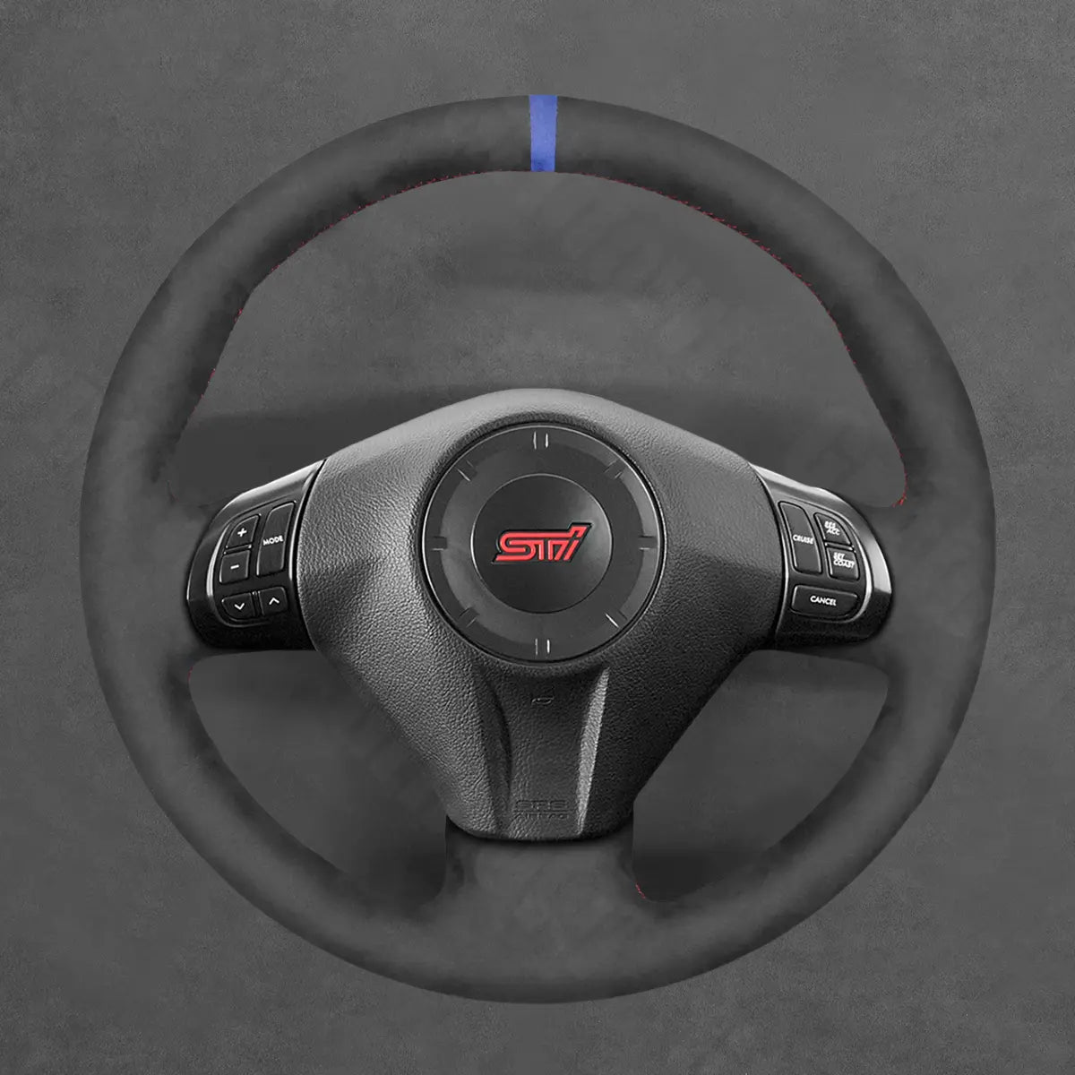 Griffowl Steering Wheel Cover for Customized Sedan Subaru Impreza WRX 2007-2010. For refined interior upgrades using our wrap and stitch kit.
