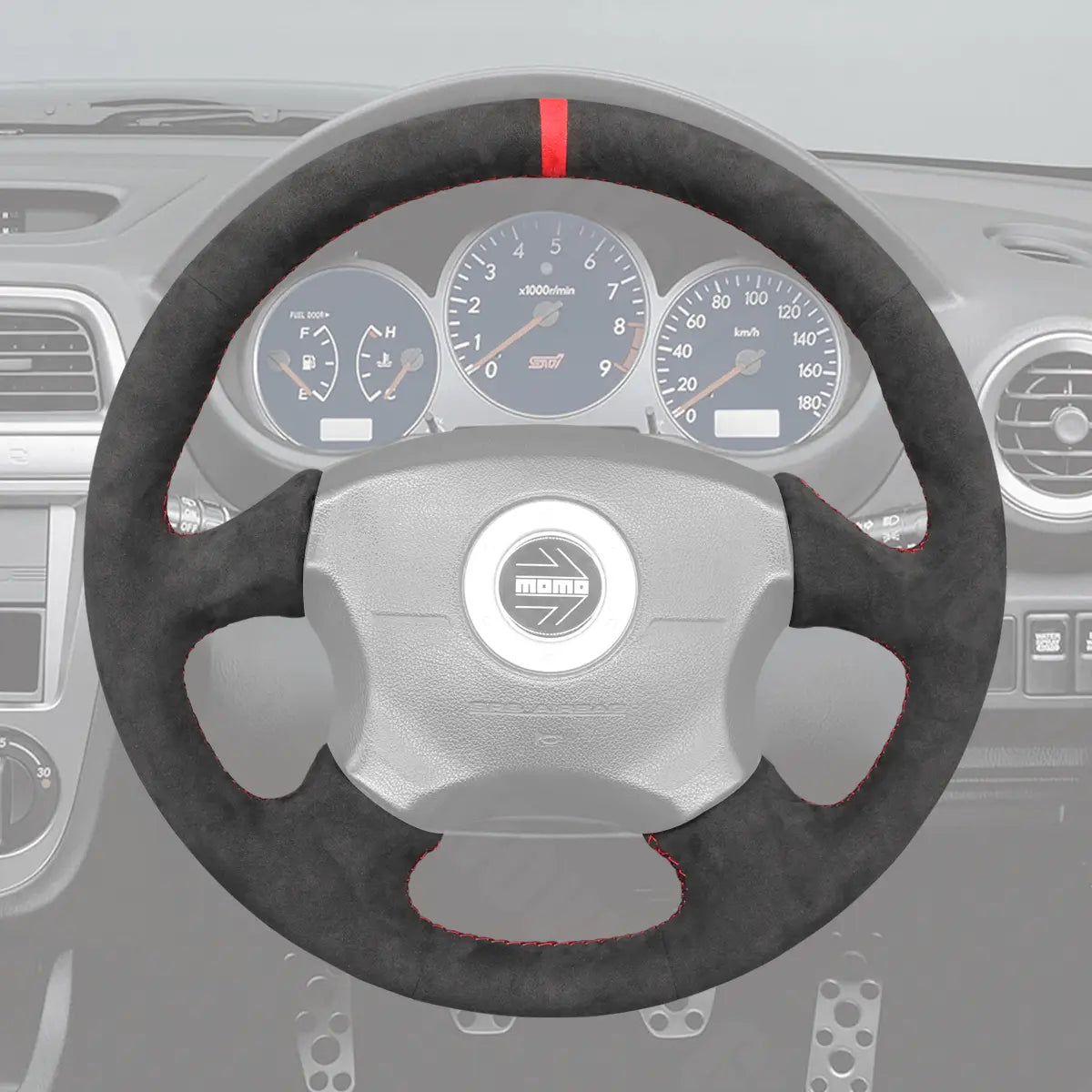 Griffowl Steering Wheel Cover for Customized Sedan Subaru Impreza WRX STI 1999-2004. Hand-sewn kit for drivers seeking precision and comfort.
