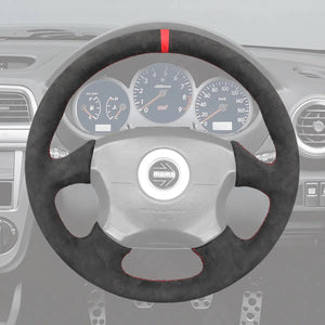 Griffowl Steering Wheel Cover for Customized Sedan Subaru Impreza WRX STI 1999-2004. Hand-sewn kit for drivers seeking precision and comfort.
