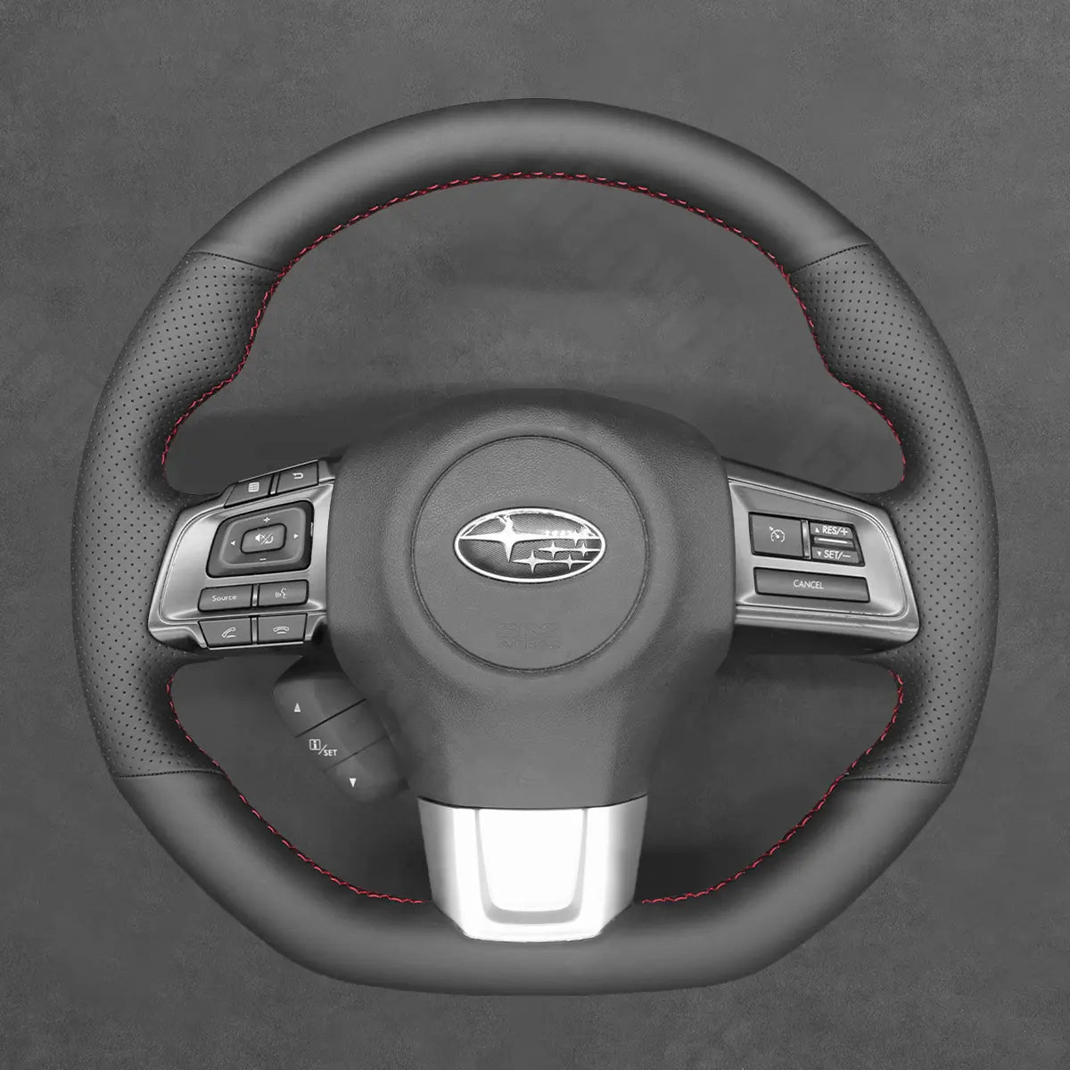 Griffowl Steering Wheel Cover for Customized Sedan Subaru WRX STI 2015-2021. Perfect grip with our steering wheel wrap and custom interior touch.
